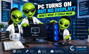 PC turns on but no display troubleshooting