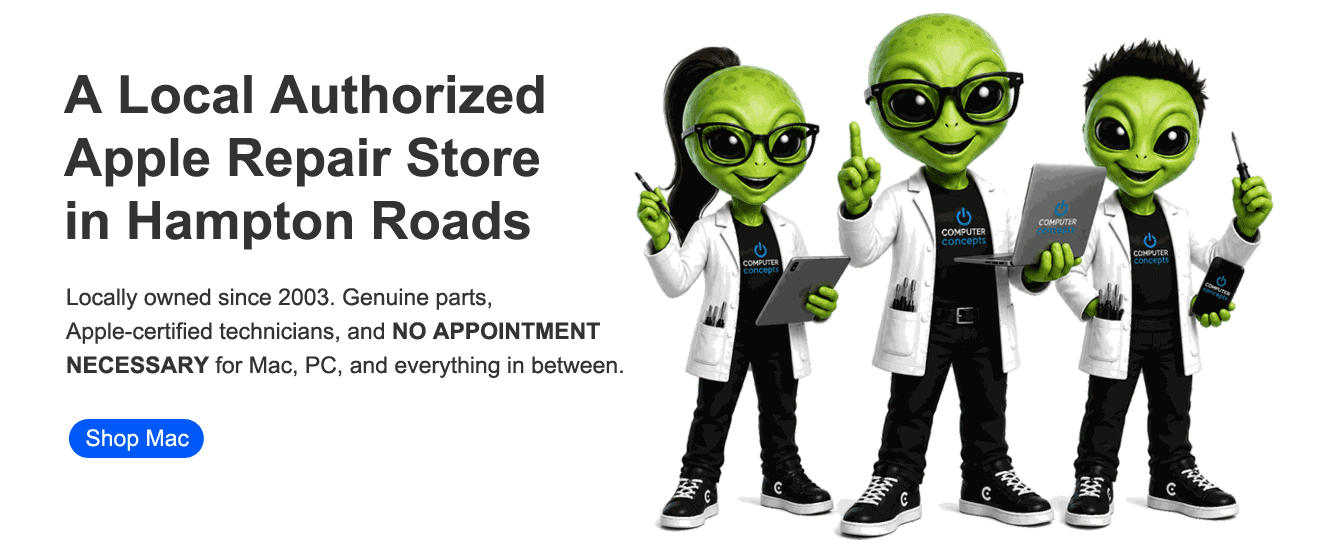 computer concepts hampton roads only authorized apple sales repair stores