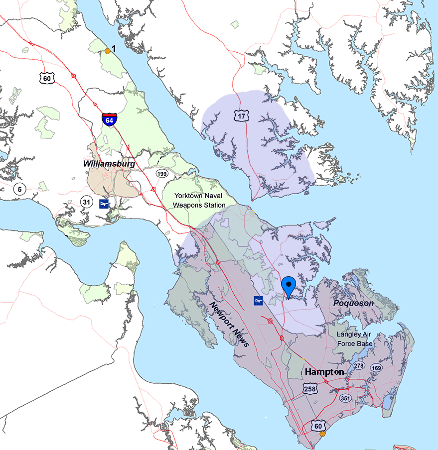 yorktown virginia mobile computer service area map